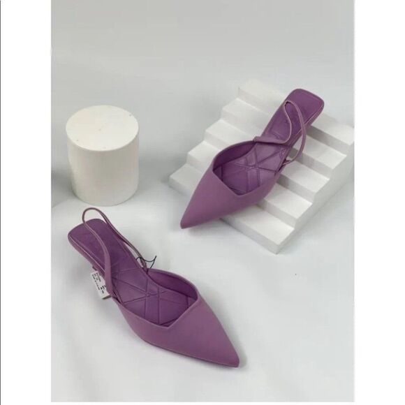 ZARA SLINGBACK KITTEN-HEEL SHOES - Picture 10 of 13